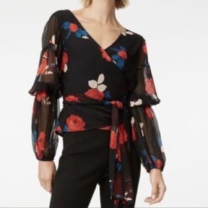 Club Monaco Floral Wrap Top